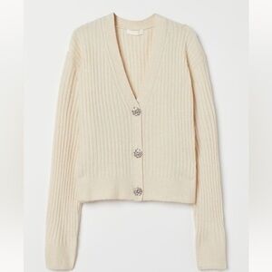 H&M Embellished Button Rib Knit Cardigan